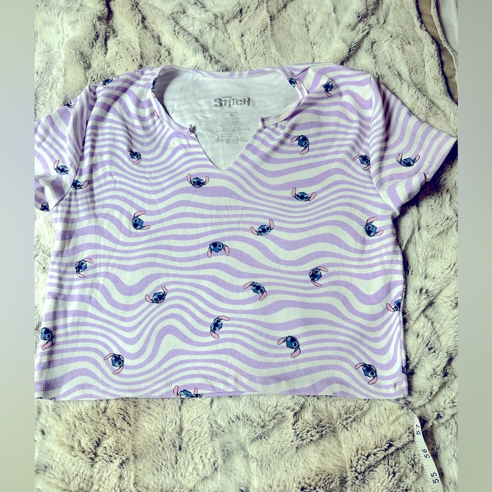 Disney Stitch V- Neck Crop Tee
